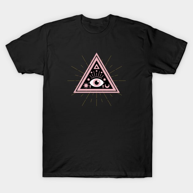 All Seeing eye black pink T-Shirt by Just In Tee Shirts